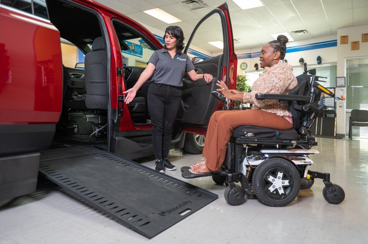 United Access team member and customer explore options