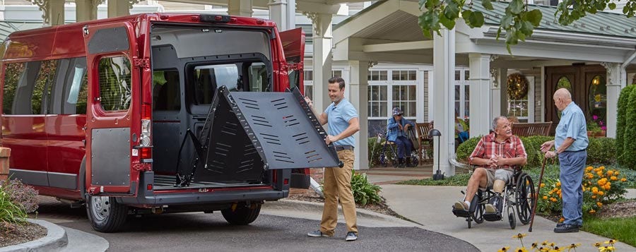 Promaster Tempest Full Size Van Platform Lift lifestyle family rear-entry open