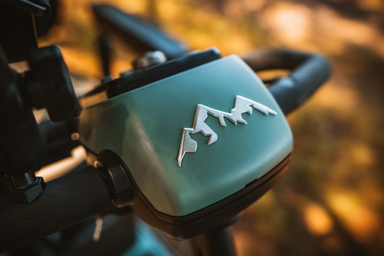 closeup mountain patch on scooter