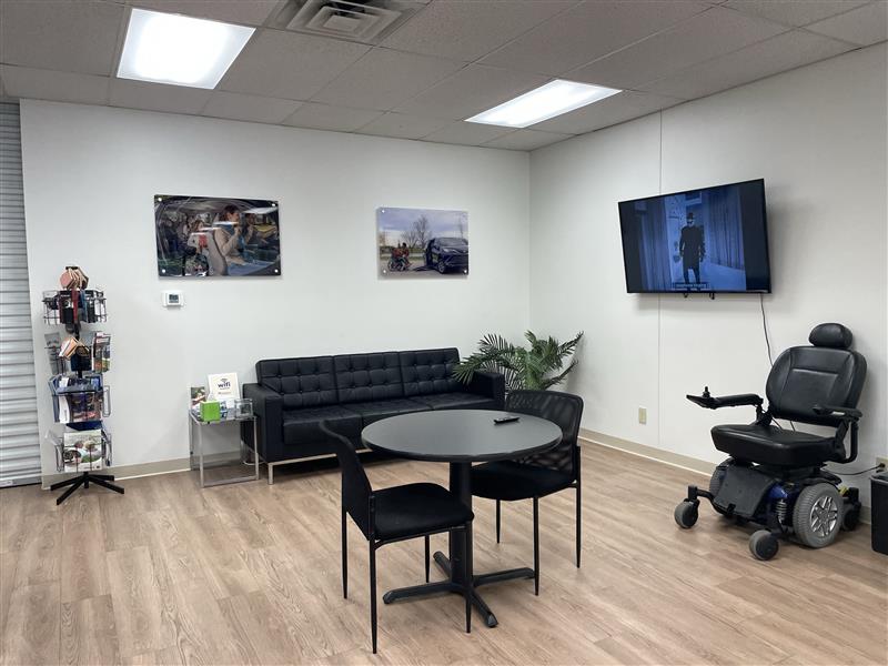 couch in waiting area