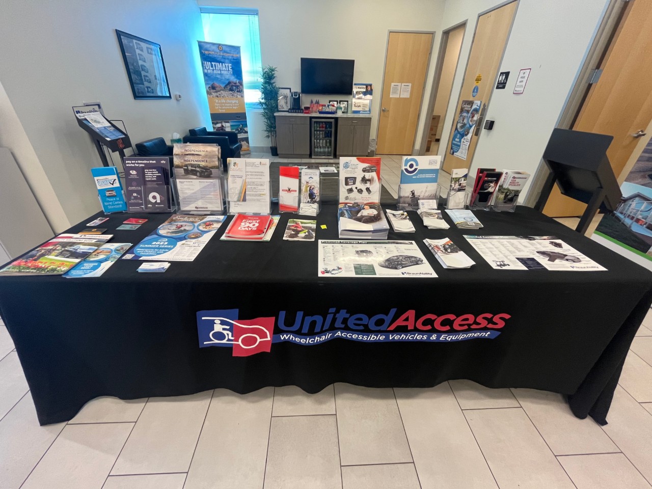 table with brochures for mobility solutions