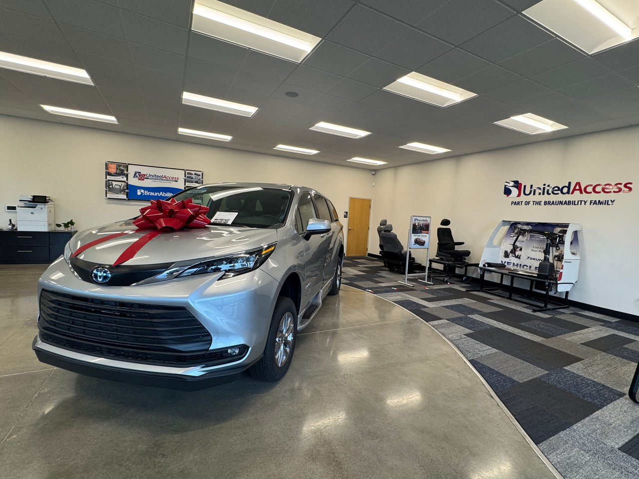 wheelchair accessible van in dealership lobby