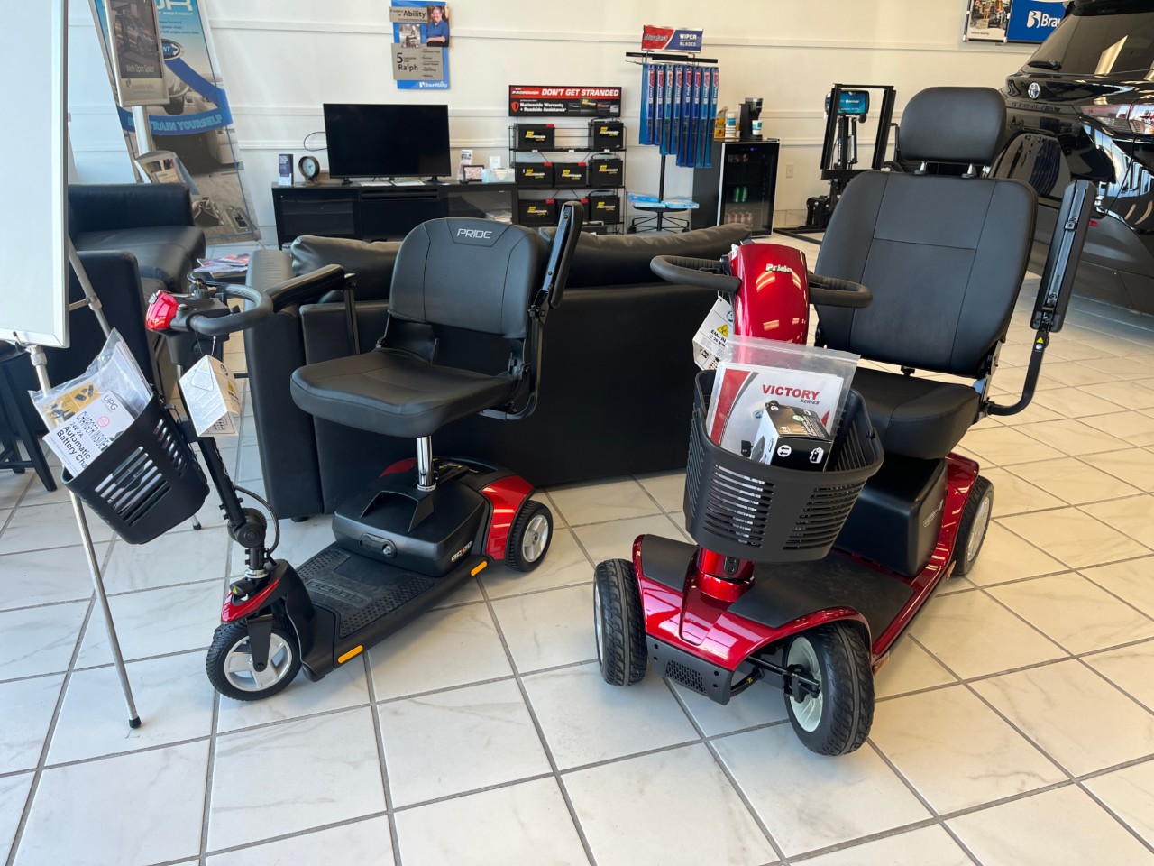 two mobility scooters