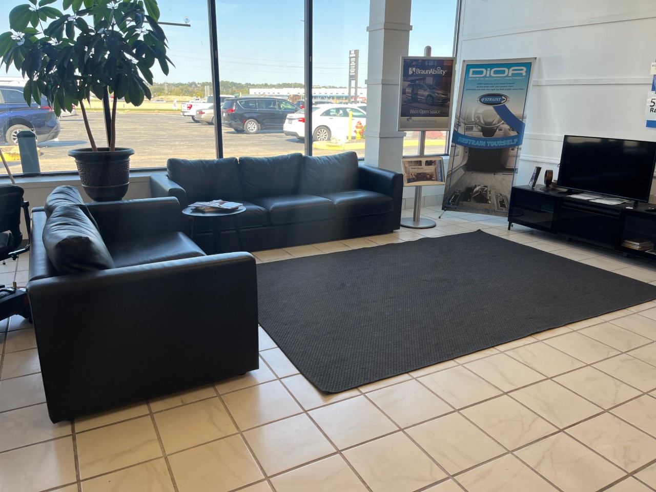 couches in front of window for waiting area