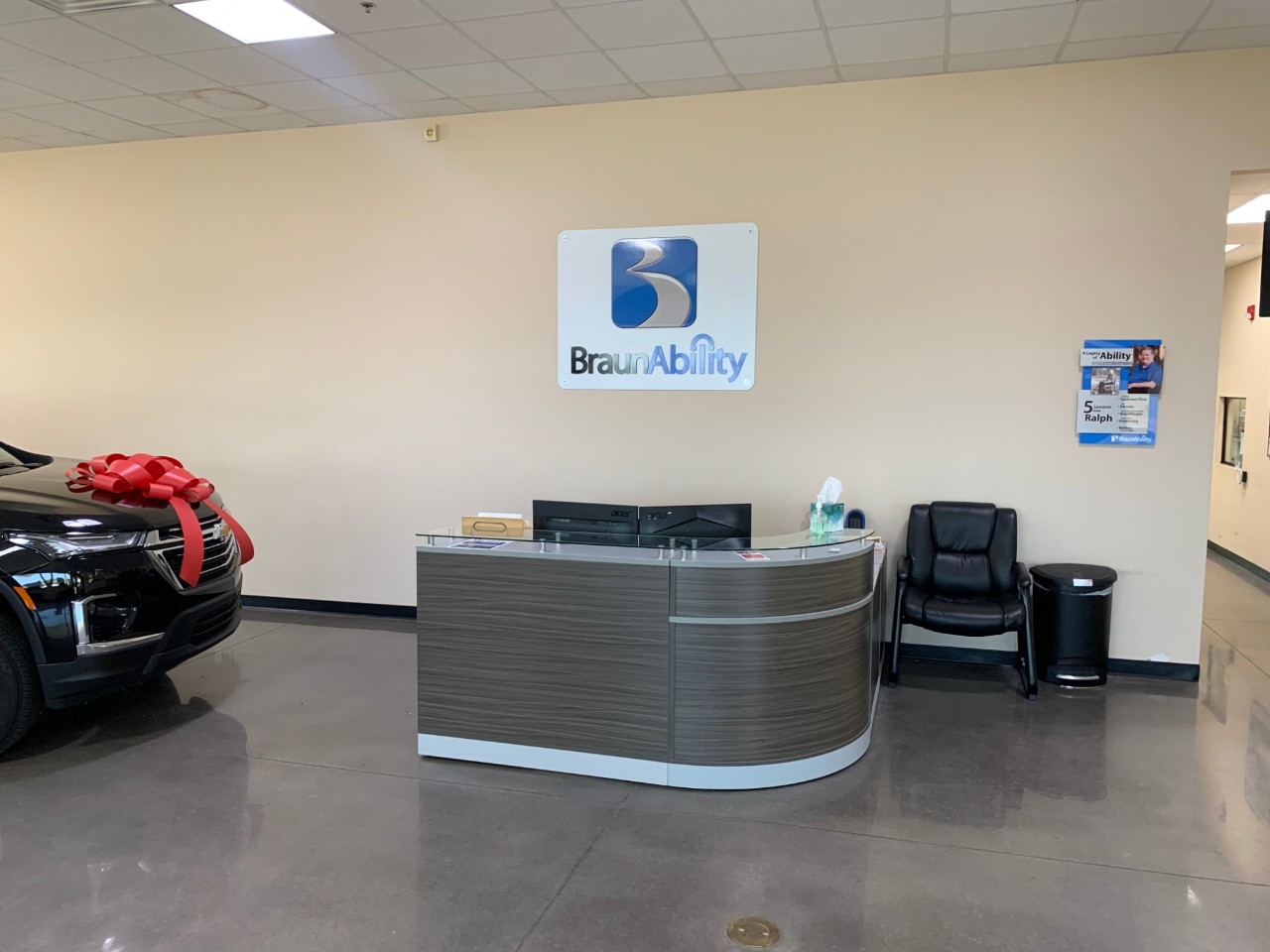 front desk and lobby in store