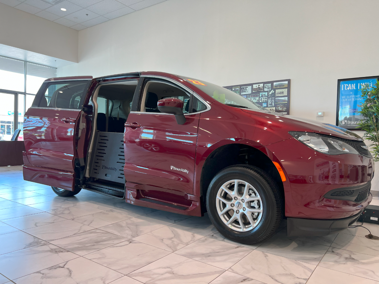 red wheelchair accessible van