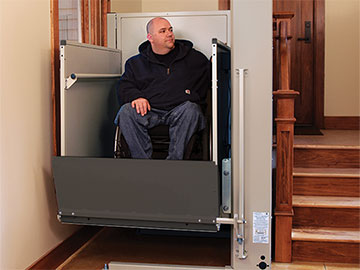 Bruno Residential Vertical Platform Lift installed on house inside