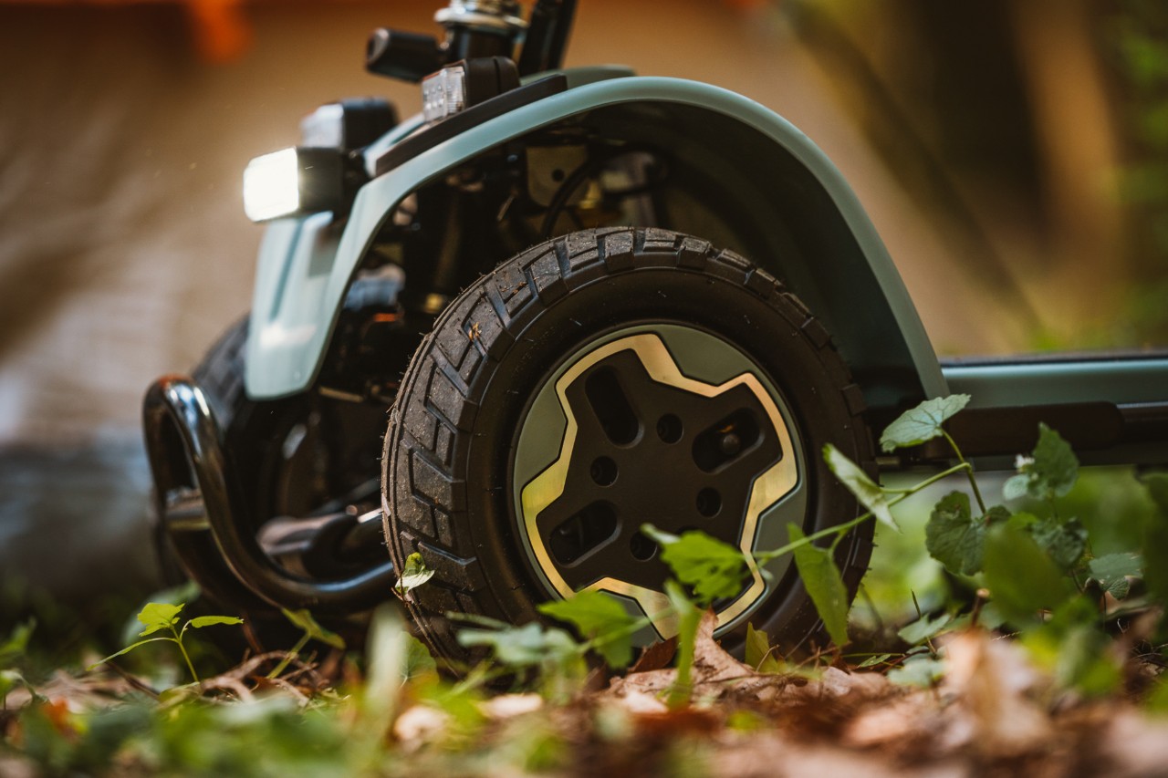 closeup of scooter tires