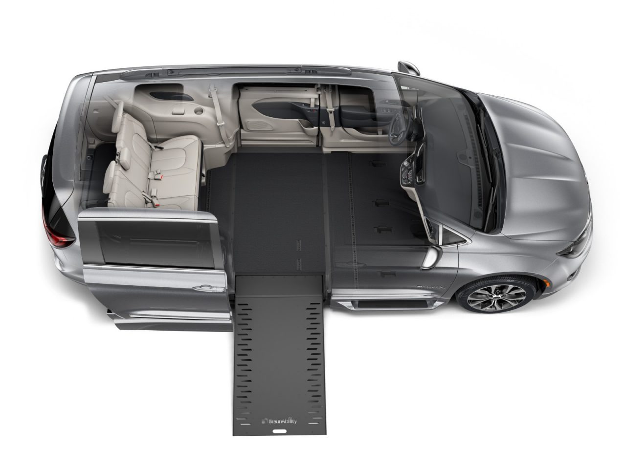 Chrysler Pacifica In-Floor XL Wheelchair Van View from Top with No Seats