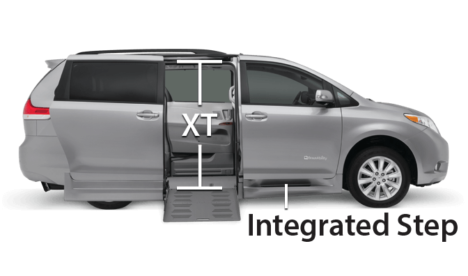 Silver BraunAbility Toyota Sienna Manual XT Side View with Integrated Step