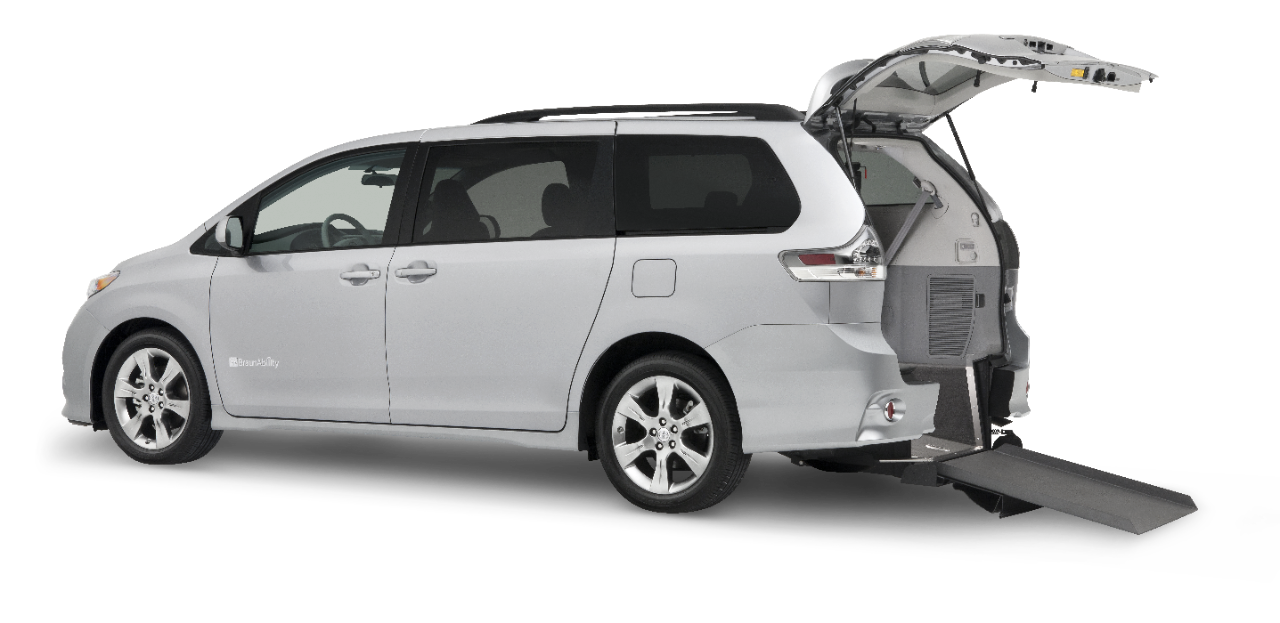 Silver BraunAbility Toyota Sienna Power Rear-Entry Open Ramp Side View