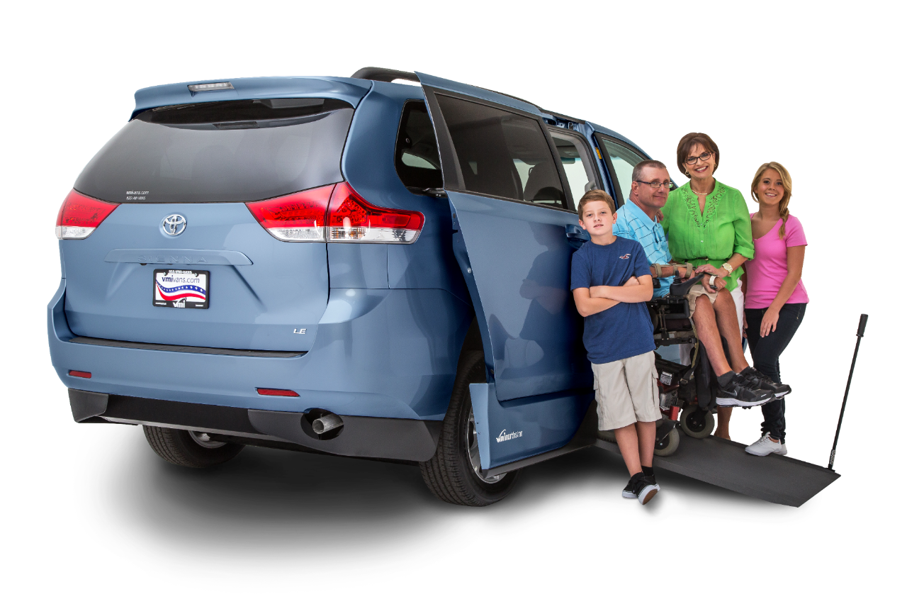 Blue Toyota Sienna with Access 360 Manual In-Floor Ramp Back/Side View