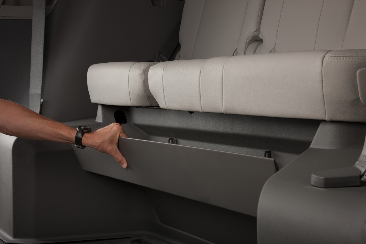 Silver Toyota Sienna with Access 360 Power Fold-Out Ramp Interior View with Back Footrest 