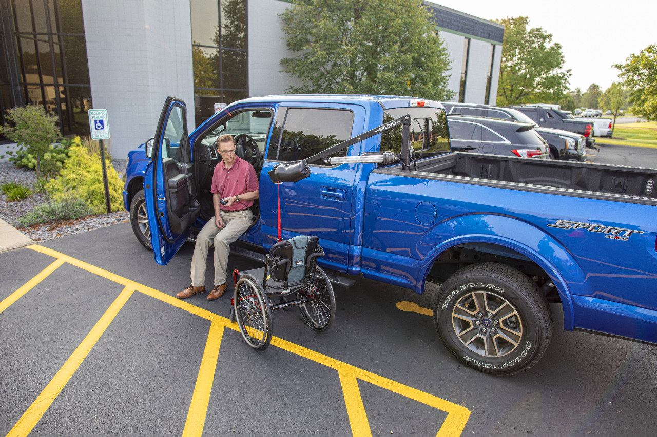 Bruno Out-Rider Hoist Lift in Pickup Truck