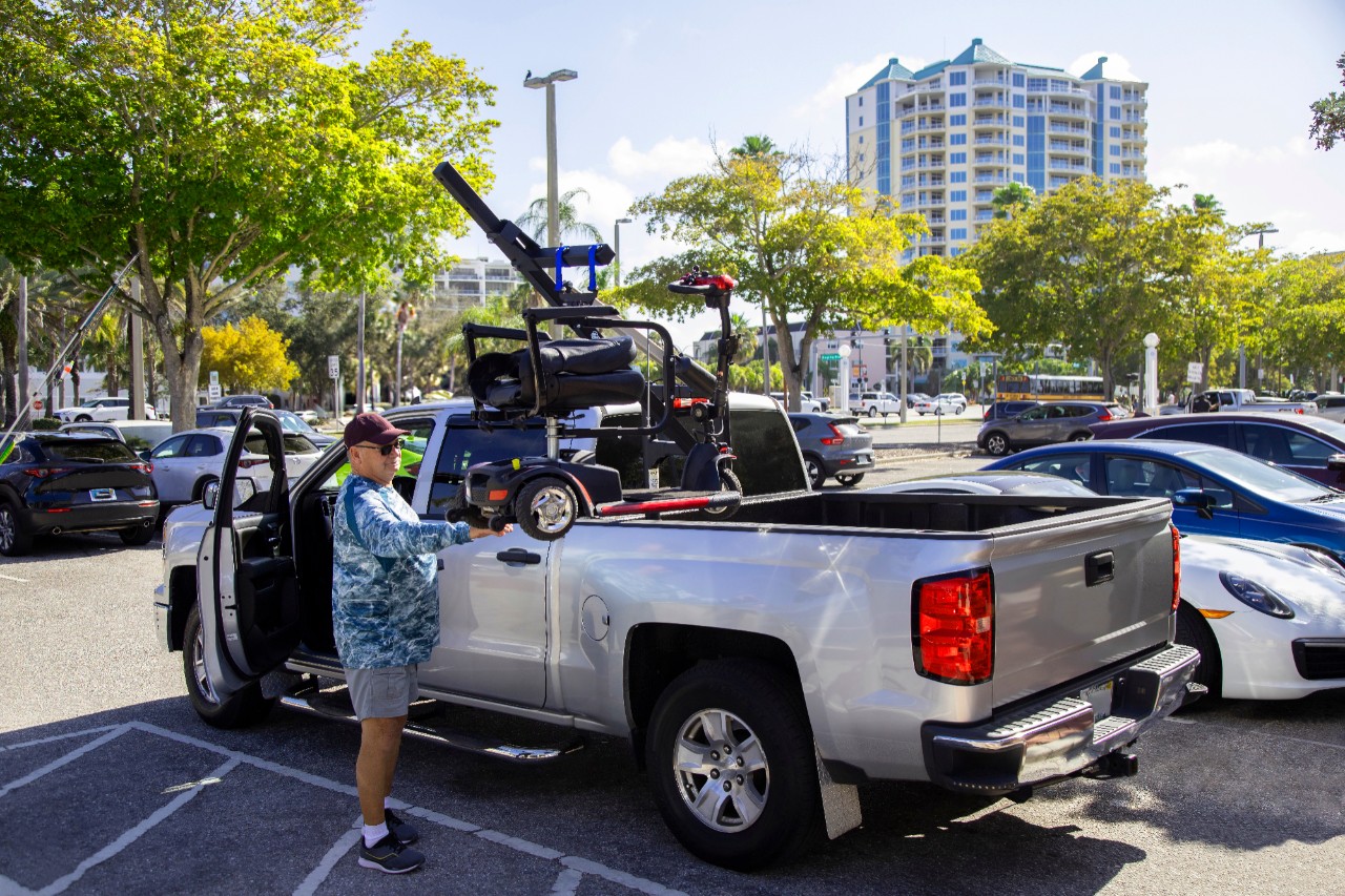 Harmar AL825 Truck Wheelchair Hoist Lift installed on truck