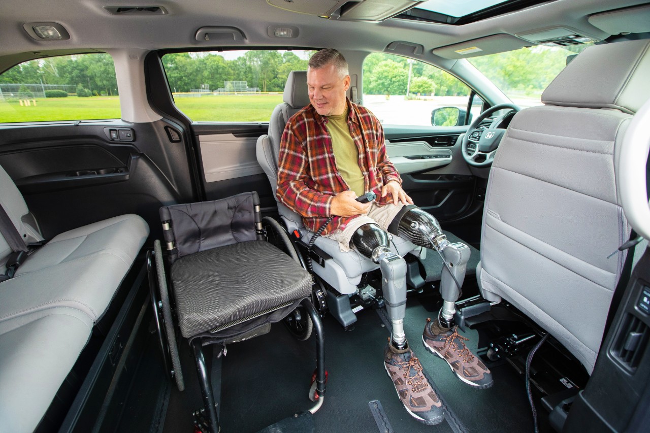 BraunAbility unoccupied wheelchair restraint in use installed